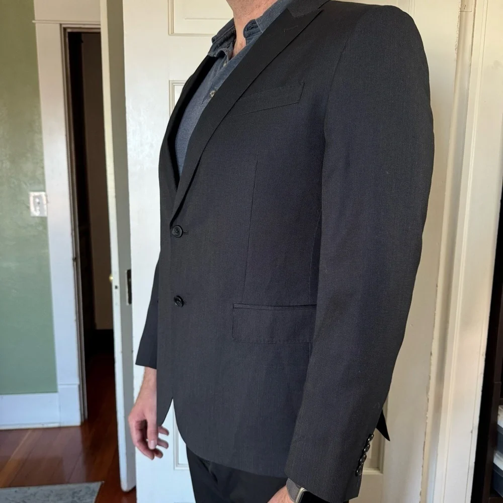 J. Ferrar Black Slim Fit Suit Jacket Blazer – 44R